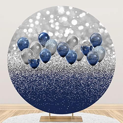 Yeele 6,5x6,5 фута Сини и Сребърни Блестящи Балони през Цялата Фон От Полиестер Боке Ореол Светлините на Фона
