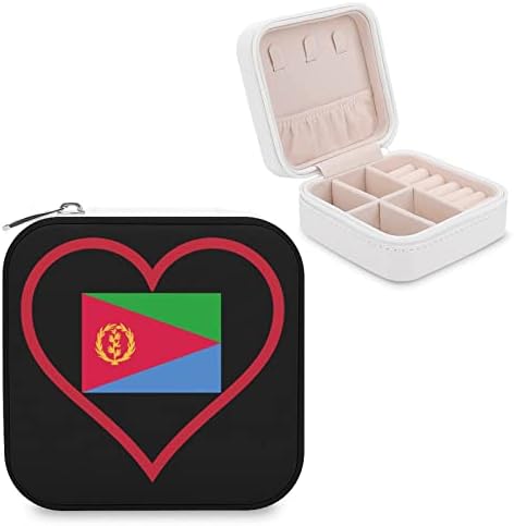 Аз Обичам Еритрея Червено Сърце Дамски Часовника За Бижута, Кожена Пътна Калъф-Органайзер за Обеци за Свети