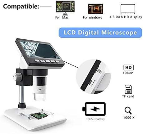 TJLSS Многофункционален Дигитален LCD Настолен Микроскоп Преносим 4.3 инча(ите)HD Електронен Биологичен Микроскоп