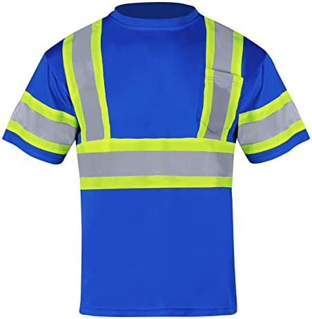 FONIRRA 3 Опаковки Защитни Светлоотразителни Тениски Повишена видимост за Мъже с Къси ръкави ANSI Class 2