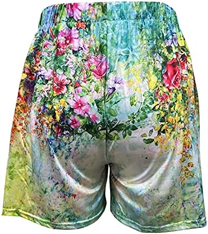 Струящиеся къси Панталони за Жени с Високо Еластична Талия, с Цветна Принтом и Лък, Облегающая Облекло, Елегантни