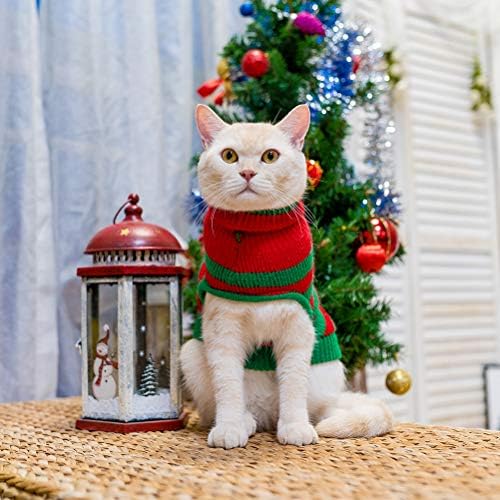 Коледен пуловер за котки - Снежен човек в Ивица, Коледни Пуловери за кучета, Мек Трикотаж, да се запази топлината