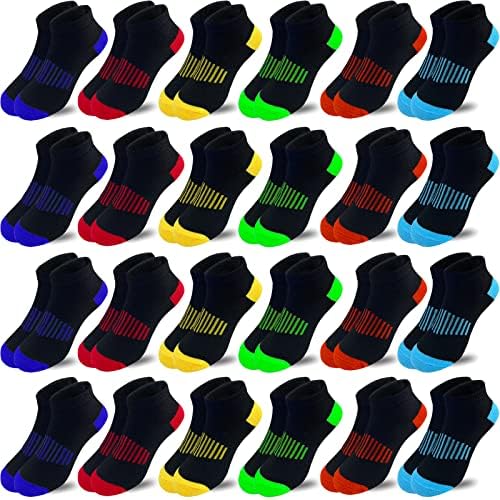 Чорапи за Момчета Tsmollyu, 24 Двойки, Наполовина Меки Чорапи С Дълбоко Деколте, Памучни Спортни Чорапи До Глезена