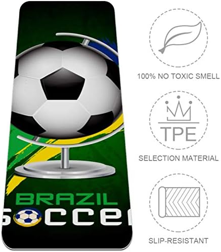 Siebzeh Brazil Soccer Премиум-Дебела подложка за йога от Екологично чист каучук за здраве и фитнес Нескользящий