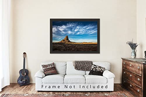 Юго-Западна фотография, Принт (без рамка), Изображение на връх Агатла под голямото синьо небе в Аризона, Стената