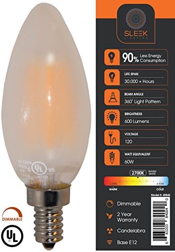 6-Ваттная лампа за sconces свещ с led за зъби с нажежаема жичка E12 с плавно регулиране на яркостта (подмяна