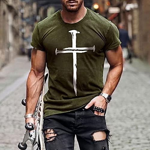 Мъжки ризи С Къс ръкав и V-образно деколте, Модни Памучни Летни Тениски с графичен дизайн За Почивка