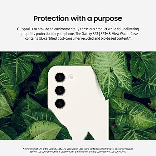Чанта-портфейл за SAMSUNG Galaxy S23 S-View за телефон, Защитния капак с отделения за карти, Прозрачен прозорец