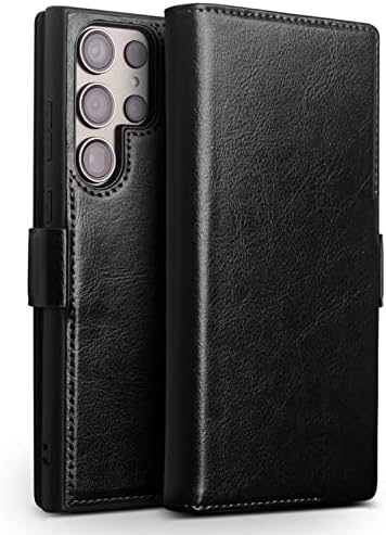 Чанта-портфейл YAGELANG от естествена кожа за Samsung Galaxy S23 Ultra, Луксозен Флип калъф от естествена кожа
