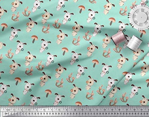 Памучен трикотажная плат Soimoi с шарките на гъби и кучета за деца с ширина 1 ярд 58 инча