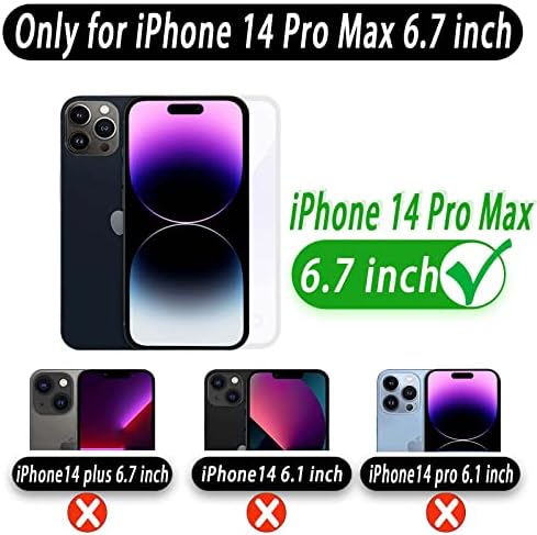 Калъф MONASAY Magwallet за iPhone 14 Pro Max, [Поддръжка за безжично зареждане MagSafe] [Предпазно стъкло за