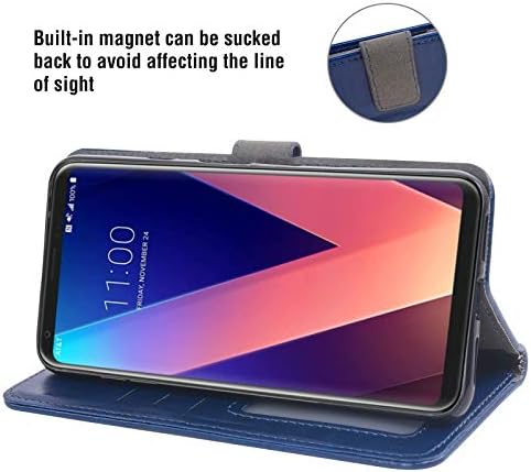 Asuwish е Съвместим с LG V35 ThinQ V30 Плюс Чанта-портфейл от закалено Стъкло, Защитно Фолио За екрана, Кожен