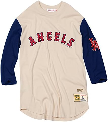 Мъжка риза Премиум-клас Mitchell & Ness California Angels MLB Wild Pitch с 3/4 ръкав
